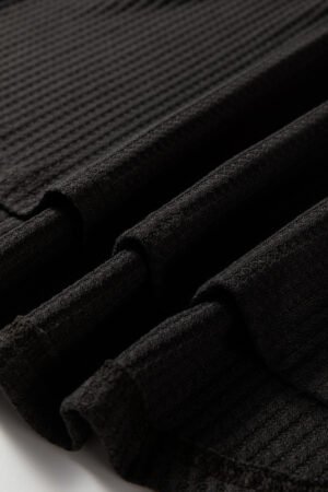 Carbon Grey Waffle Knit Patchwork Half Zipped Casual Sweatshirt - Image 11