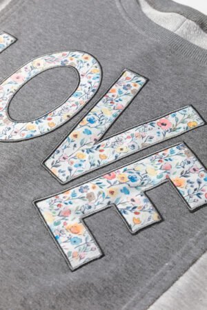 Dark Grey LOVE Graphic Exposed Seam Patchwork Uneven Hem Chic Sweatshirt - Image 7