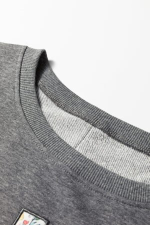 Dark Grey LOVE Graphic Exposed Seam Patchwork Uneven Hem Chic Sweatshirt - Image 9