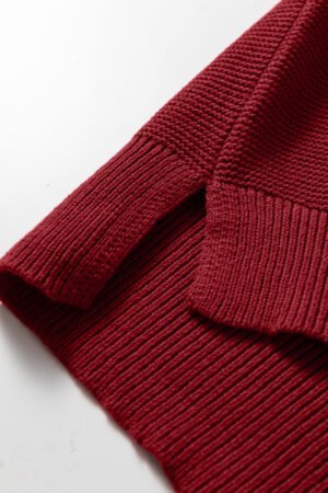 Red Dahlia Solid Color Front Seam Drop Shoulder Loose Sweater - Image 10