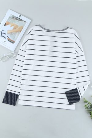 Striped Color Block Buttoned Waffle Knit Shirt - Image 6