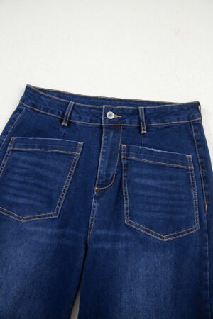 Sail Blue Mimimalist Patch Pocket Womens Shift Jeans - Image 6