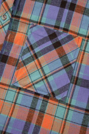 Orange Plaid Print Loose Vintage Shirt - Image 9