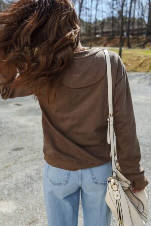 Alternative view of Coffee Button Front V Neck Casual Cardigan
