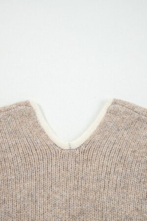 Pale Khaki Tied Front Drop Shoulder Chunky Casual Cardigan - Image 7