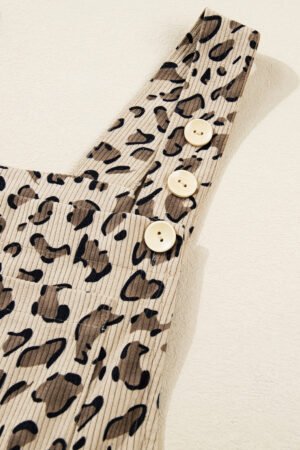 Brown Leopard Bib Wide Leg Jumpsuit - Image 9