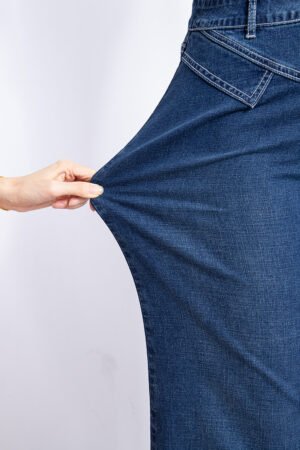 Sail Blue Stitched Waist Detail Loose Cuffed Jeans - Image 7