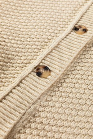 Beige Button Front Cropped Cardigan Sweater - Image 15