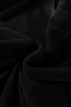 Black Solid Color Textured Knit Drop Shoulder Pullover Drawstring Shorts Set - Image 8