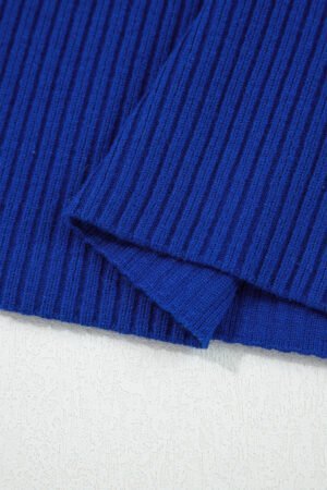 Dark Blue Patch Pocket Ribbed Knit Short Sleeve Sweater - Image 14