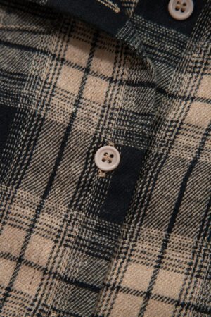 Multicolour Retro Plaid Double Flap Pocket Brushed Shacket - Image 14