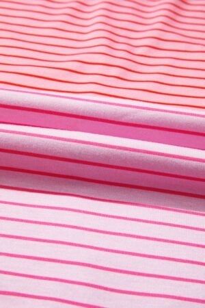 Sachet Pink Striped Colorblock Exposed Seam Casual Long Sleeve Top - Image 8