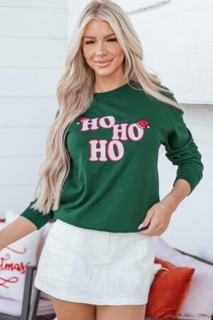 Evergreen Embroidered Letter Graphic Christmas Fashion Sweatshirt - Image 4