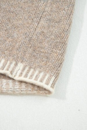 Pale Khaki Tied Front Drop Shoulder Chunky Casual Cardigan - Image 9