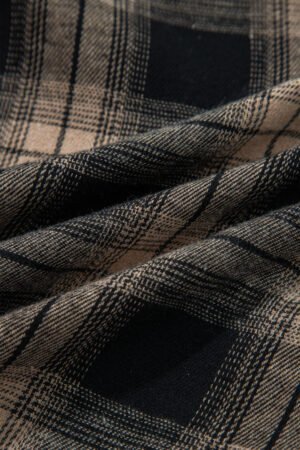Multicolour Retro Plaid Double Flap Pocket Brushed Shacket - Image 11