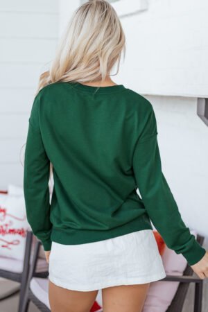 Evergreen Embroidered Letter Graphic Christmas Fashion Sweatshirt - Image 2
