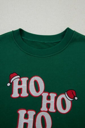 Evergreen Embroidered Letter Graphic Christmas Fashion Sweatshirt - Image 7