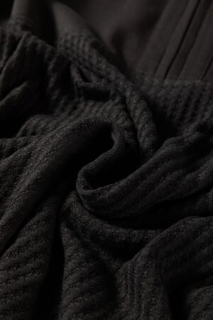 Carbon Grey Waffle Knit Patchwork Half Zipped Casual Sweatshirt - Image 12