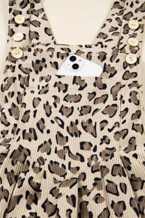 Brown Leopard Bib Wide Leg Jumpsuit - Image 7