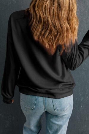 Black MERRY Christmas Playful Letter Print Drop Shoulder Sweatshirt - Image 6