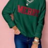 Blackish Green MERRY Letter Pattern Christmas Raglan Sleeve Sweater