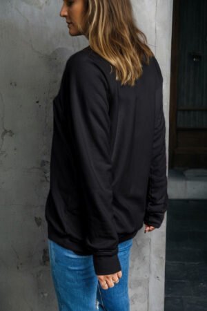 Black Spooky Season Halloween Ghost Printed Drop Shoulder Sweatshirt - Image 4