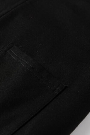 Black Solid Color Raw Seam Big Flower Patched Loose Overall Jumpsuit - Image 6