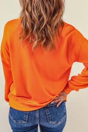 Orange TALK TURKEY TO ME Heat Transfer Printing Graphic Thanksgiving Holiday Sweatshirt - Image 4