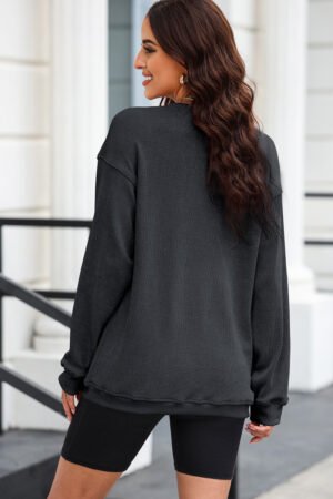 Black Christmas Sequined Nutcrackers Mineral Wash Corded Sweatshirt - Image 5