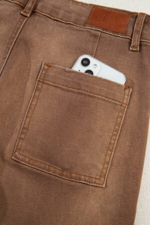 Brown Mimimalist Patch Pocket Womens Shift Jeans - Image 8