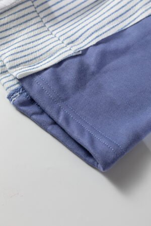 Light Grey Oversized Striped Colorblock Dolman Sleeve Collared Casual Top - Image 10