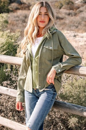 Laurel Green 2 in 1 Thermal Knit Textured Hooded Jacket - Image 3