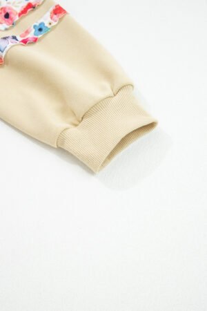 Pale Khaki Floral Applique Baggy Pullover Sweatshirt - Image 8
