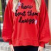 Fiery Red How Bout Them Dawgs Embroidered Script Balloon Sleeve Sweatshirt