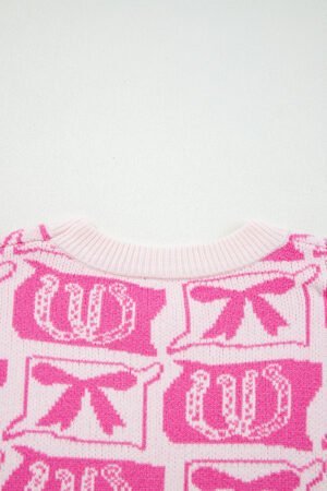 Pink Bows & Horseshoes Pattern Western Fashion Print Sweater - Image 6