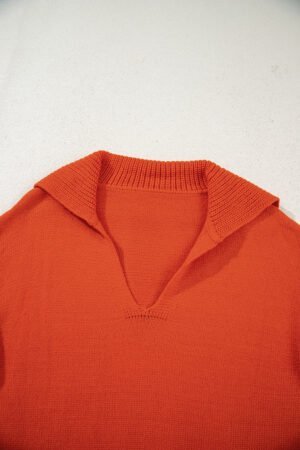 Flamingo Collared V Neck Ribbed Edge Sexy Elegant Sweater - Image 7