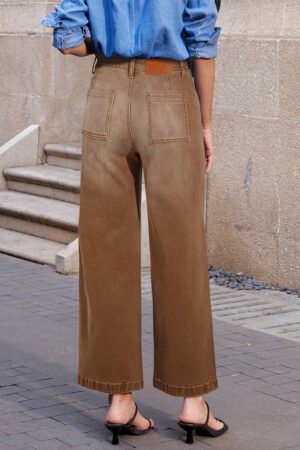Brown Mimimalist Patch Pocket Womens Shift Jeans - Image 2