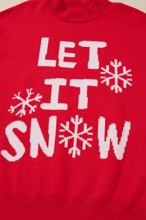Red Dahlia LET IT SNOW Graphic Christmas Holiday Loose Sweater - Image 8
