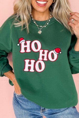 Evergreen Embroidered Letter Graphic Christmas Fashion Sweatshirt - Image 6