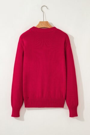 Fiery Red MERRY Letter Pattern Christmas Holiday Baggy Sweater - Image 5