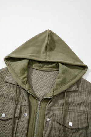 Laurel Green 2 in 1 Thermal Knit Textured Hooded Jacket - Image 7