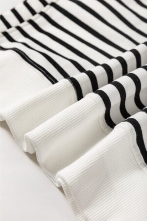 Black Stripe Raglan Sleeve Side Slits Loose Sweatshirt - Image 7