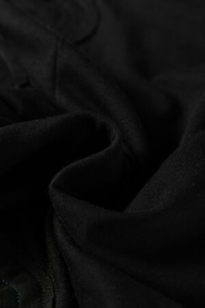 Black Solid Color Raw Seam Big Flower Patched Loose Overall Jumpsuit - Image 8