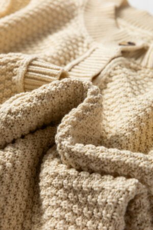 Beige Button Front Cropped Cardigan Sweater - Image 12
