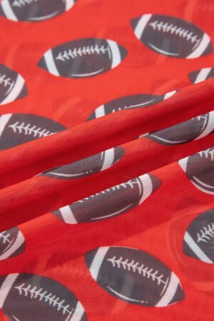 Red Game Day Rugby Mesh Sheer Long Sleeve Top - Image 10