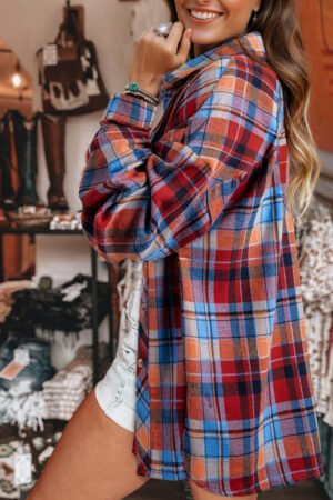 Alternative view of Red Plaid Print Loose Vintage Shirt