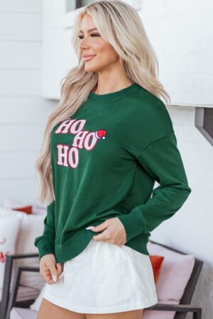 Evergreen Embroidered Letter Graphic Christmas Fashion Sweatshirt - Image 3