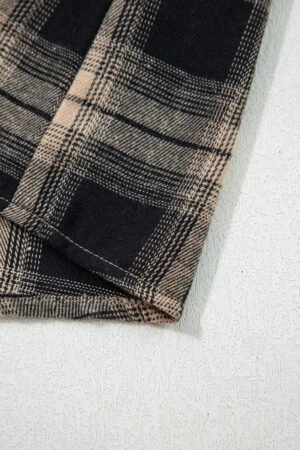 Multicolour Retro Plaid Double Flap Pocket Brushed Shacket - Image 13