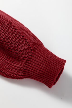 Red Dahlia Solid Color Front Seam Drop Shoulder Loose Sweater - Image 8
