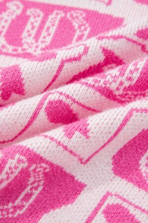 Pink Bows & Horseshoes Pattern Western Fashion Print Sweater - Image 9